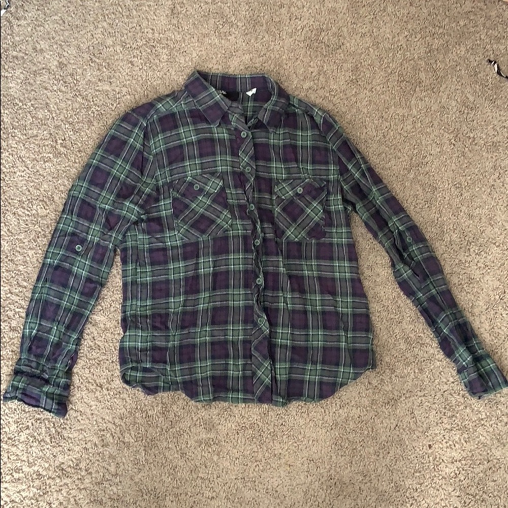 BDG Urban Outfitters Soft Green Plaid Shirt Medium
